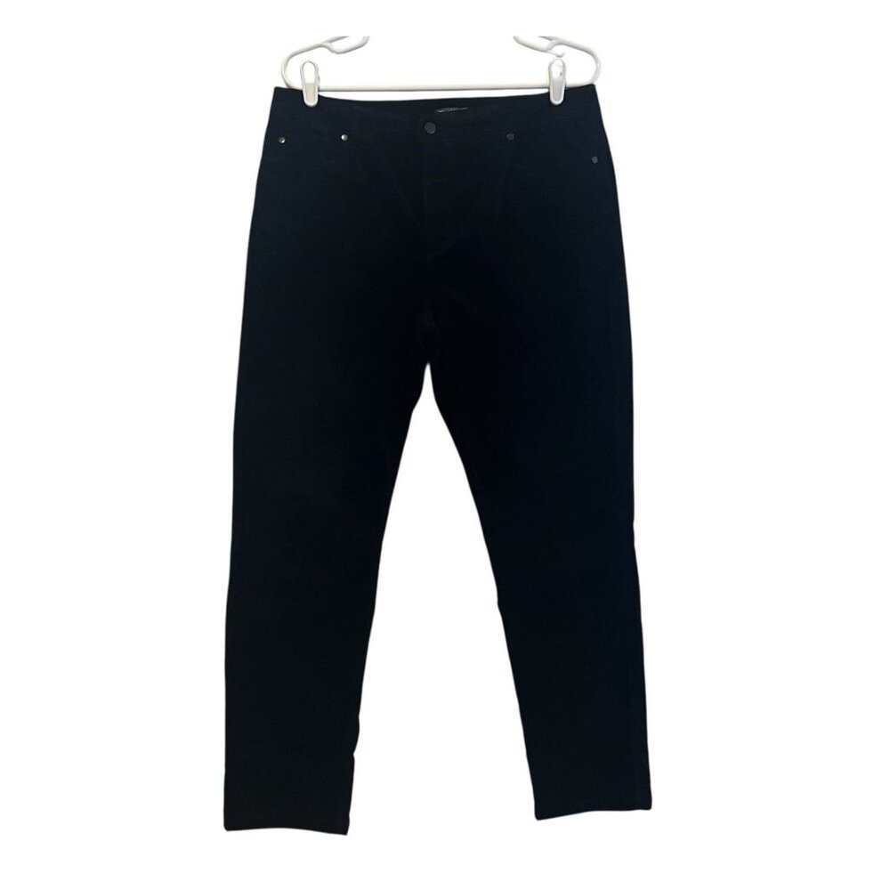 J McLaughlin Women's Velvet Jeans Black Size 12 Ankle Stretch Winter Preppy